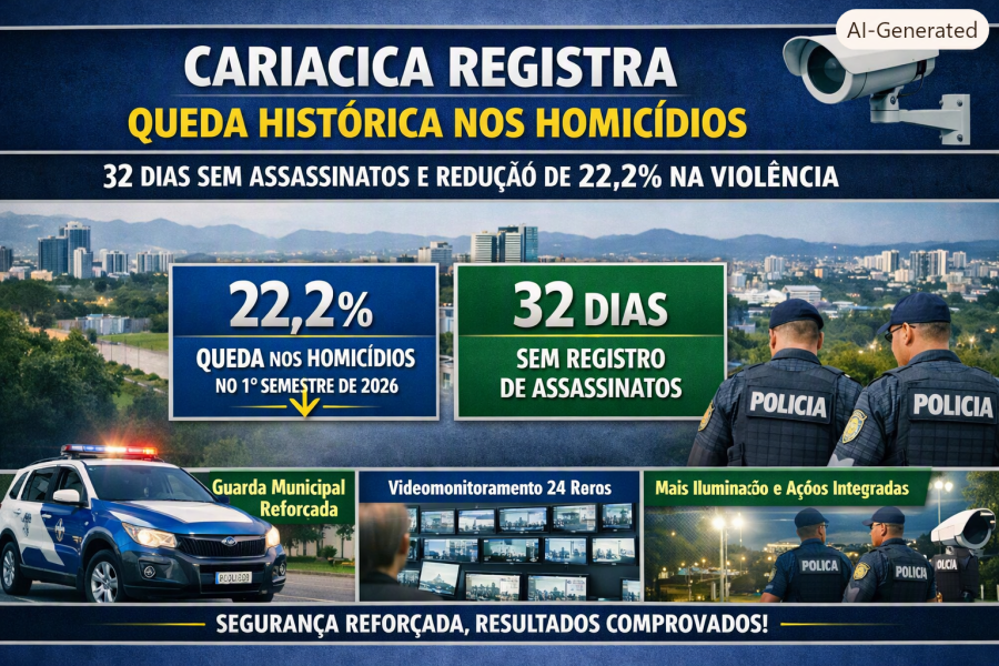 Cariacica reduz homicídios em 22,2% e chega a 32 dias consecutivos sem assassinatos